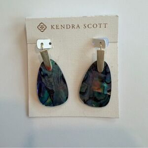 Kendra Scott Aragon Abalone Teardrop Drop Earrings - Green Blue Gold NWOT